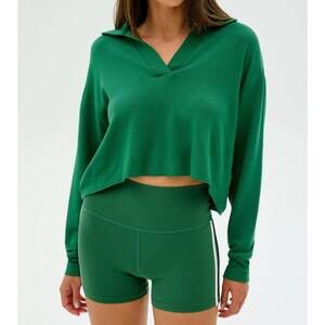 NEW SPLITS59 joan fleece polo sweatshirt in green